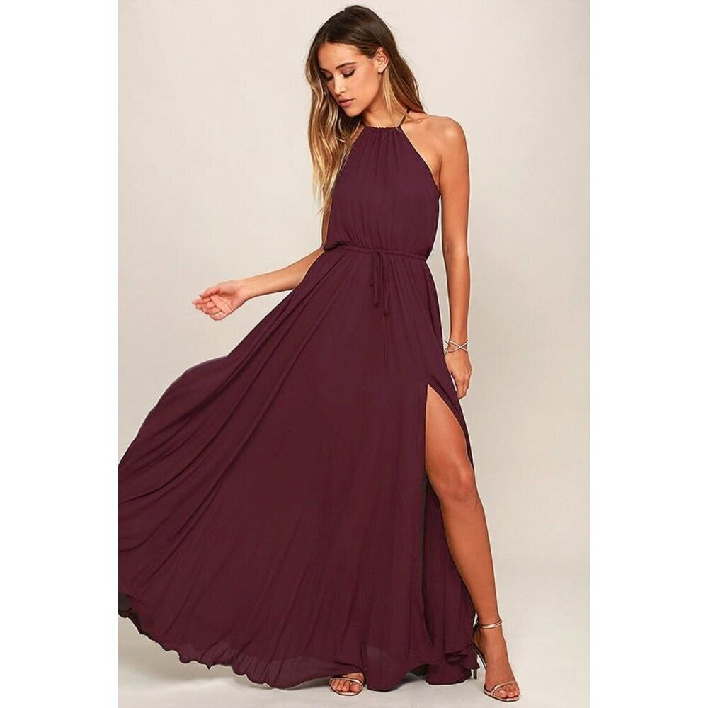 Lulus Essence Of Style Plum Purple Maxi Dress - Size S